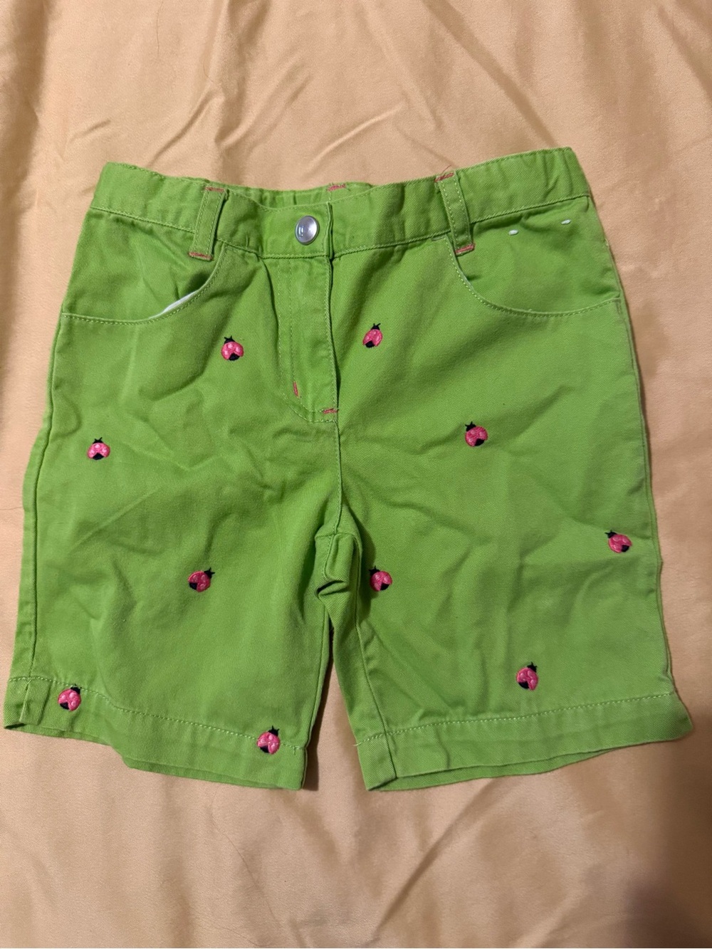 Gymboree Lime Green Ladybug Embroidered Girls' Shorts